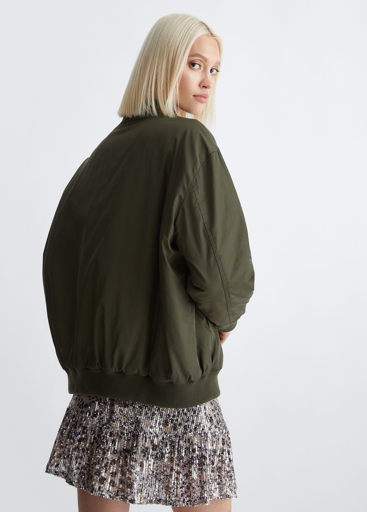 High-tech fabric bomber jacket