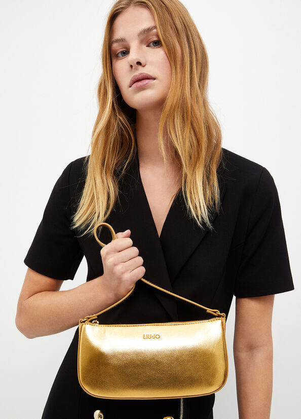 Borsa a mano laminata color oro