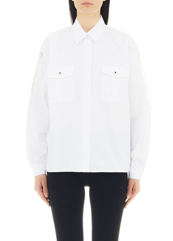 Camicia a righe con pizzo