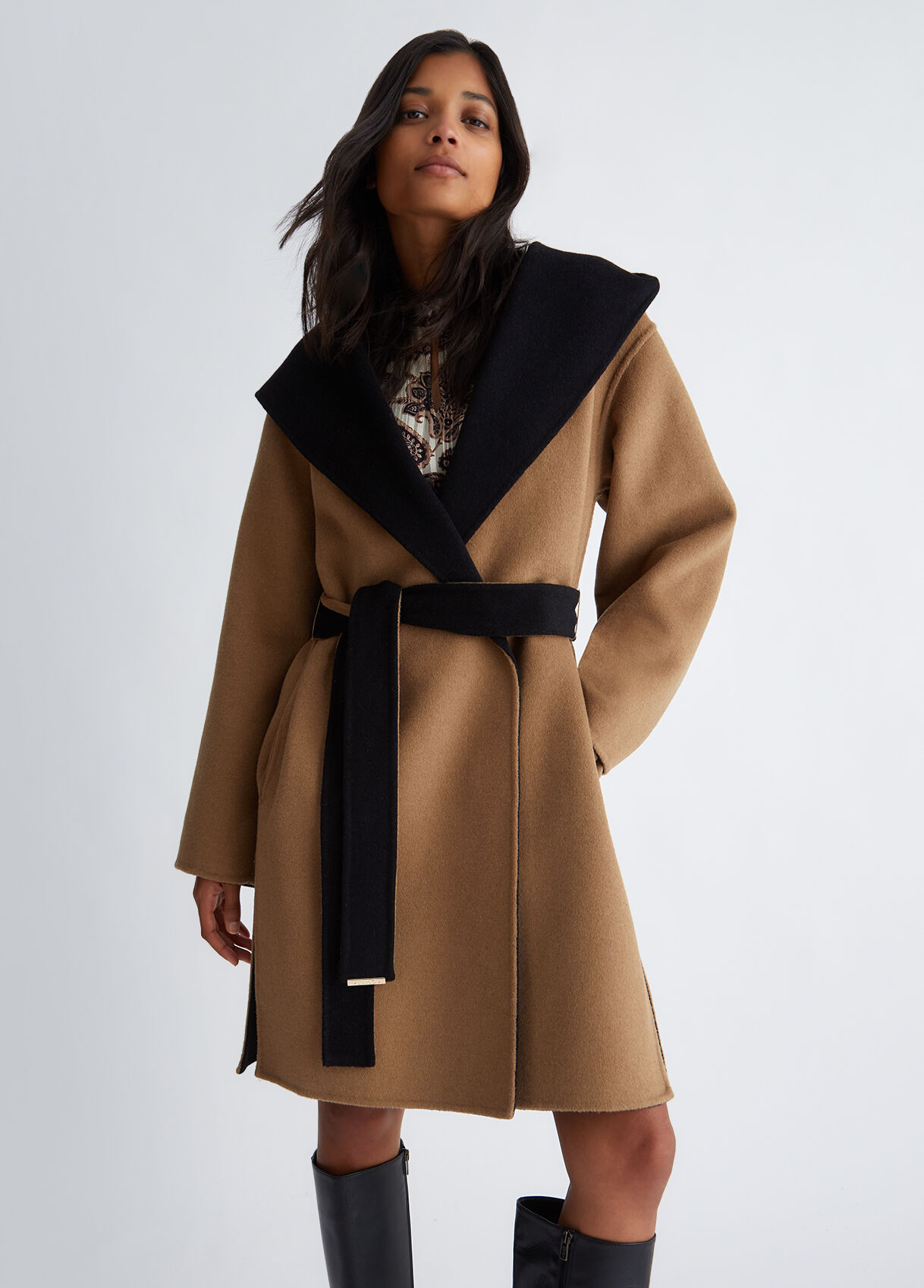 Reversible wool blend coat
