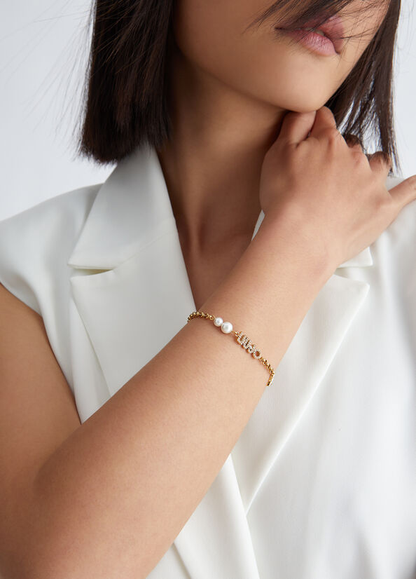 Bracciale con logo e perle gioiello