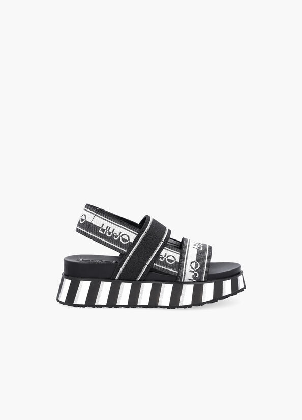 Sandali platform con logo jacquard