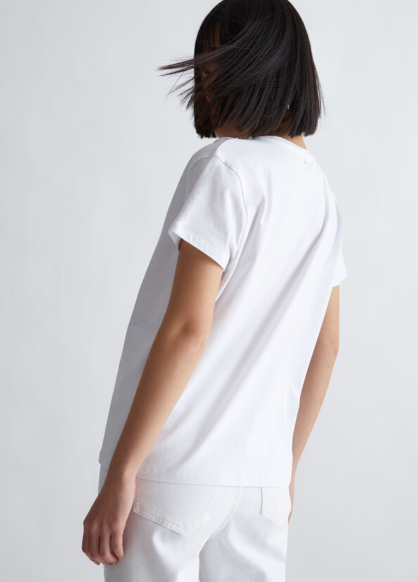 T-shirt con perle e strass