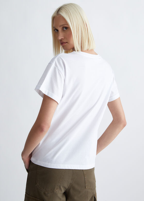 T-shirt ecosostenibile con logo e strass