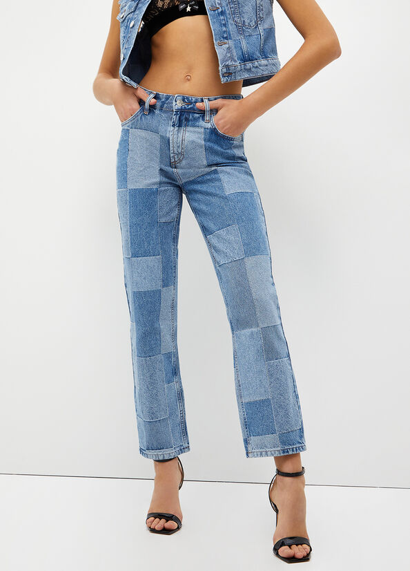 Jeans patchwork jacquard