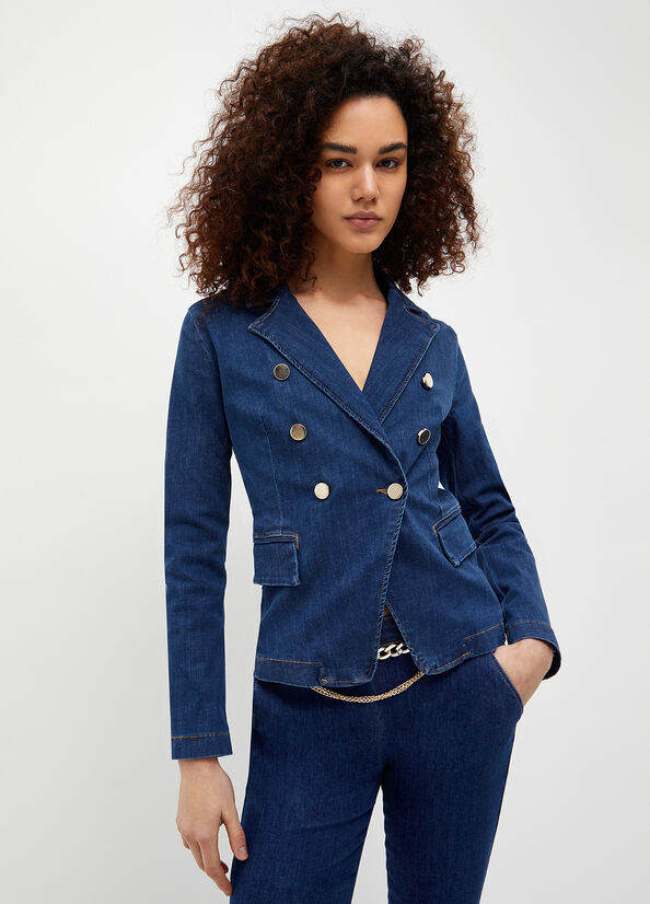 Blazer doppiopetto in denim