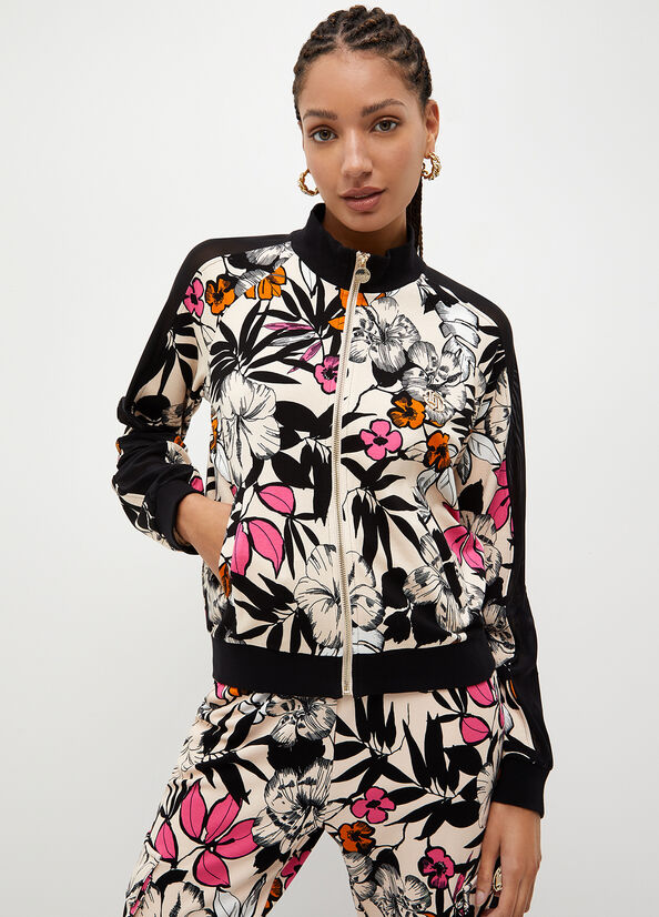 Felpa floreale con zip
