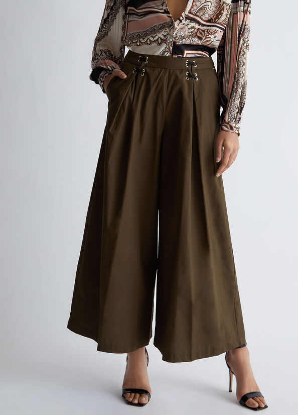 Pantaloni cropped in popeline