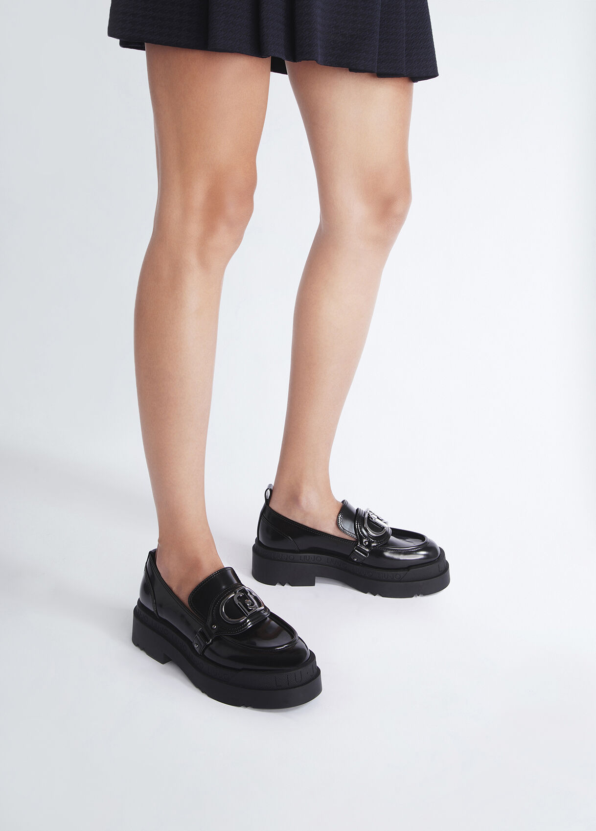 Platform moccasins with logo