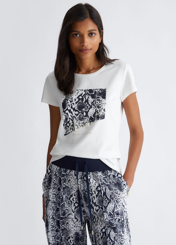 T-shirt con stampa pitonata
