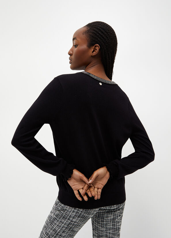 Maglia nera con strass