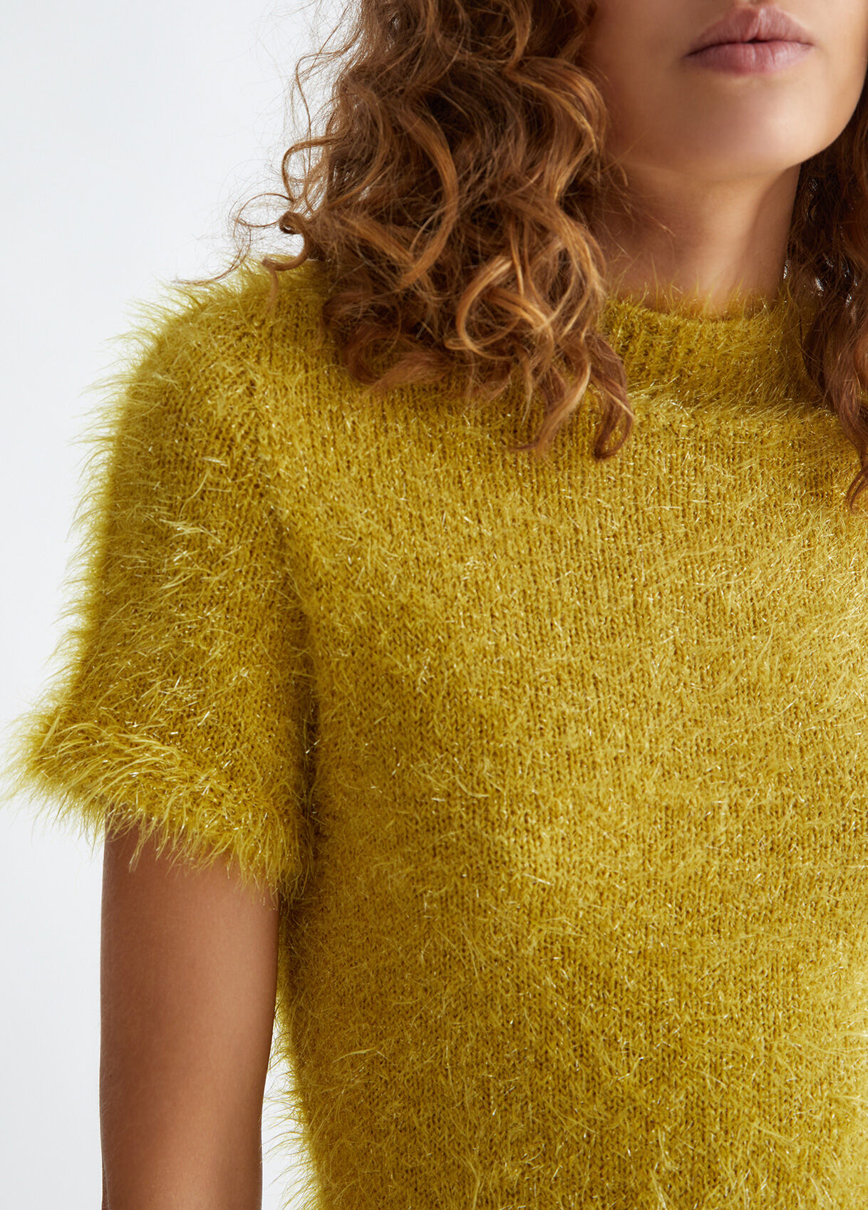 Fur-effect knit top