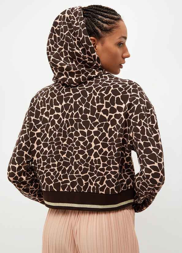 Felpa animalier con cappuccio