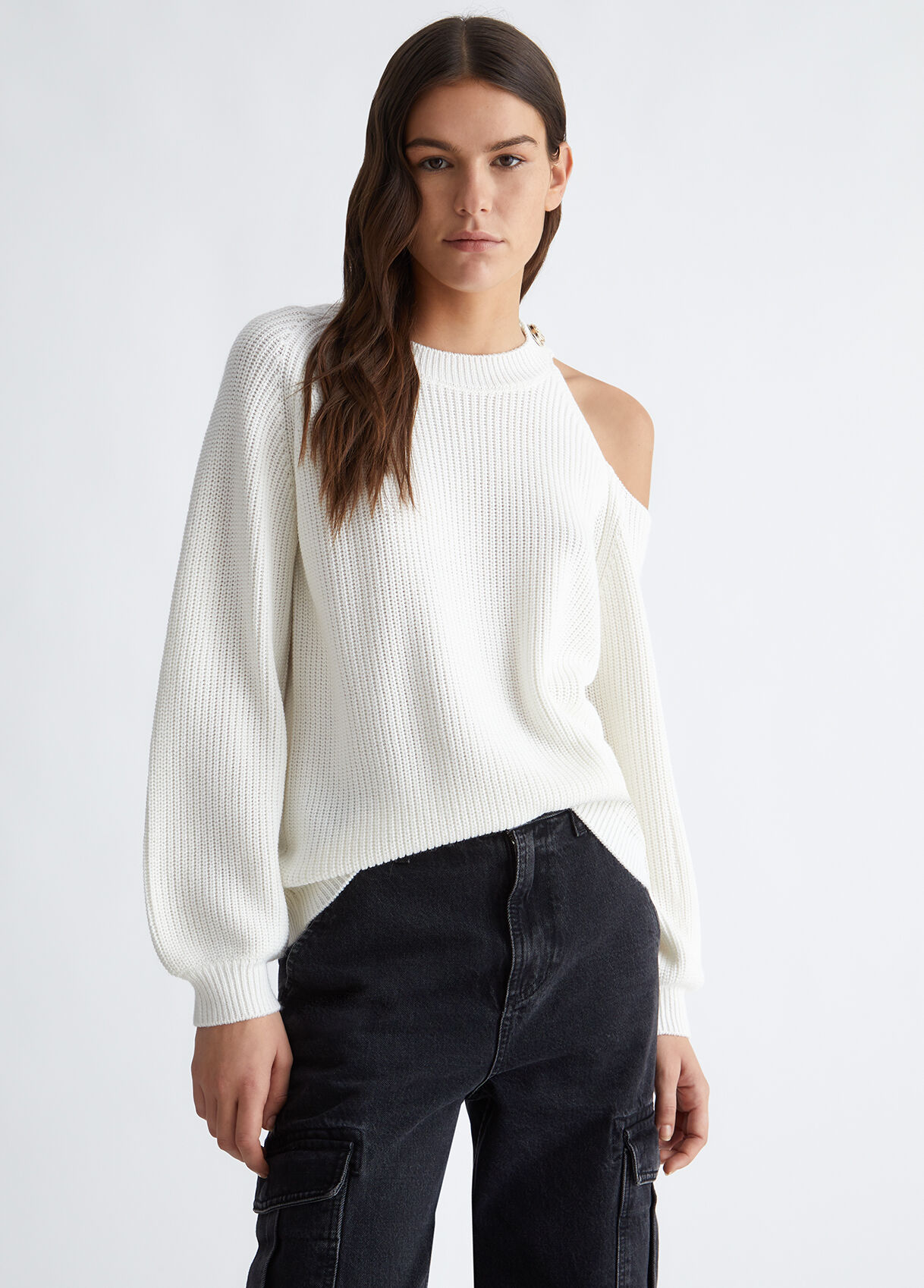 Wool blend jumper with buttons