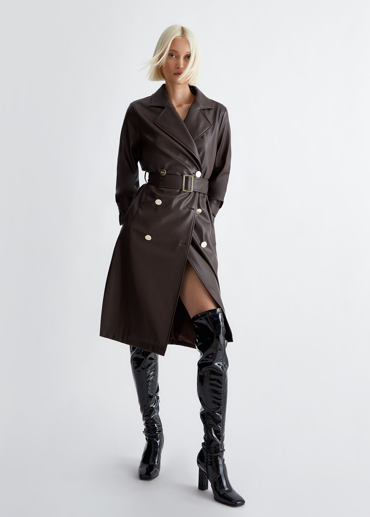 Coated fabric trench coat