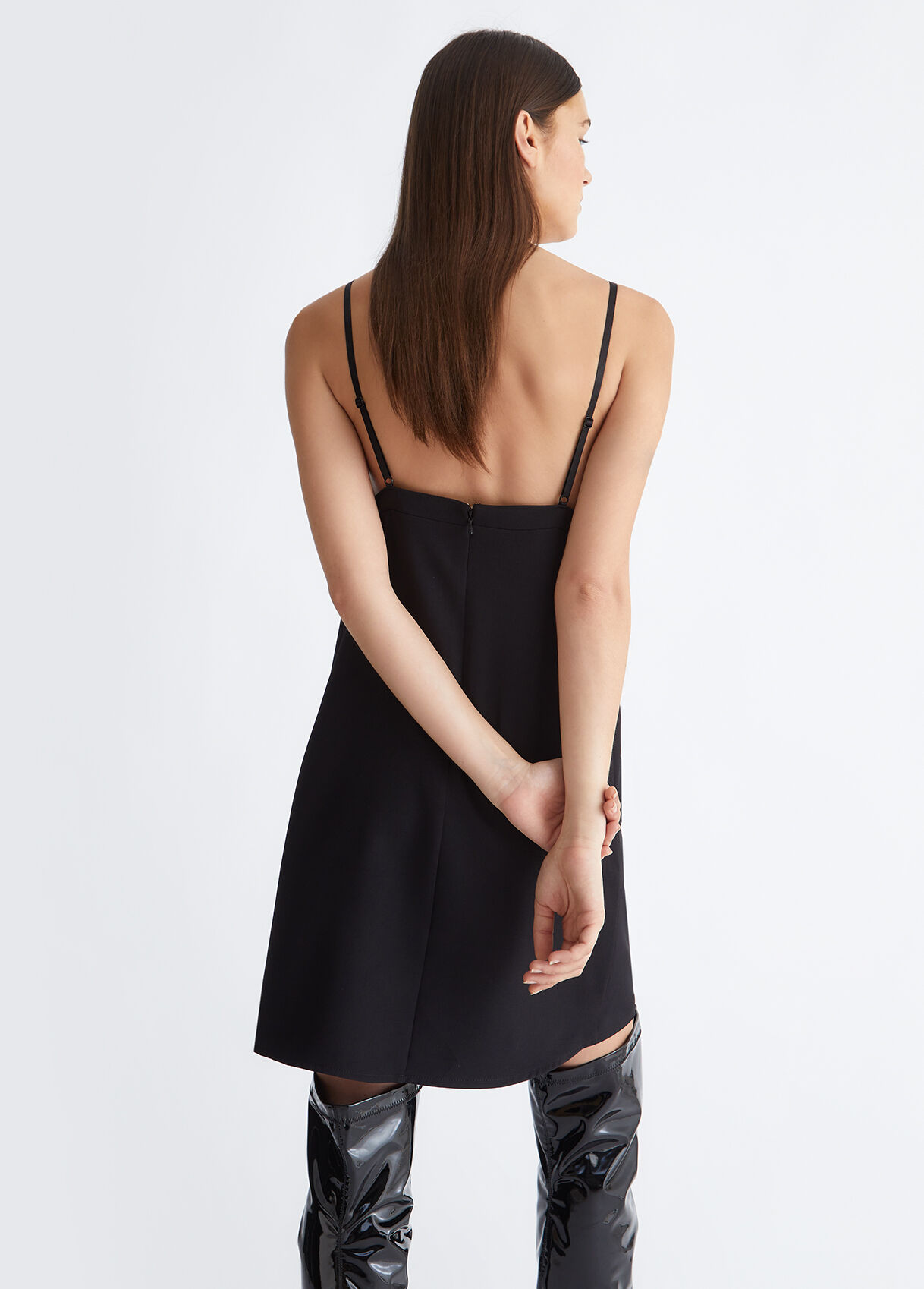 Short black dress with lace