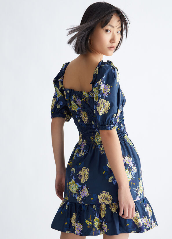 Vestito floreale in denim