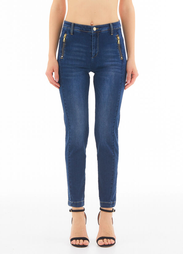 Jeans skinny vita alta con zip