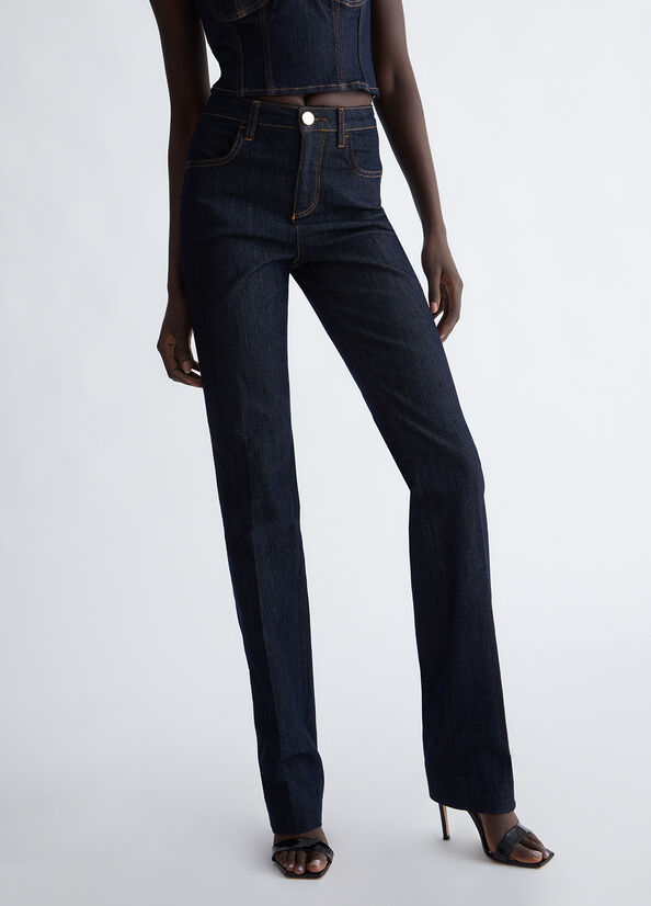 Jeans straight con piega stirata