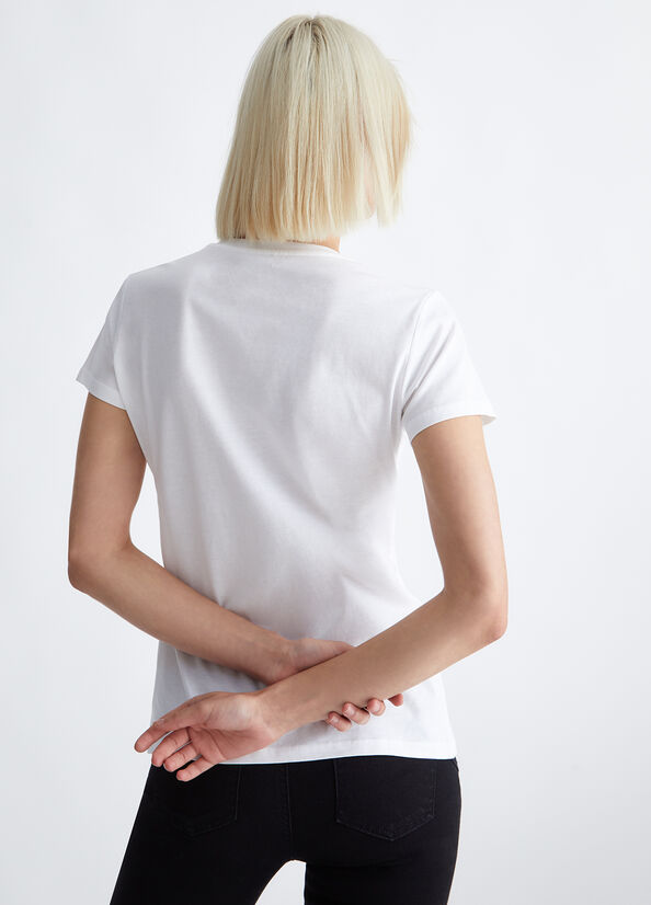 T-shirt ecosostenibile con cuore e strass