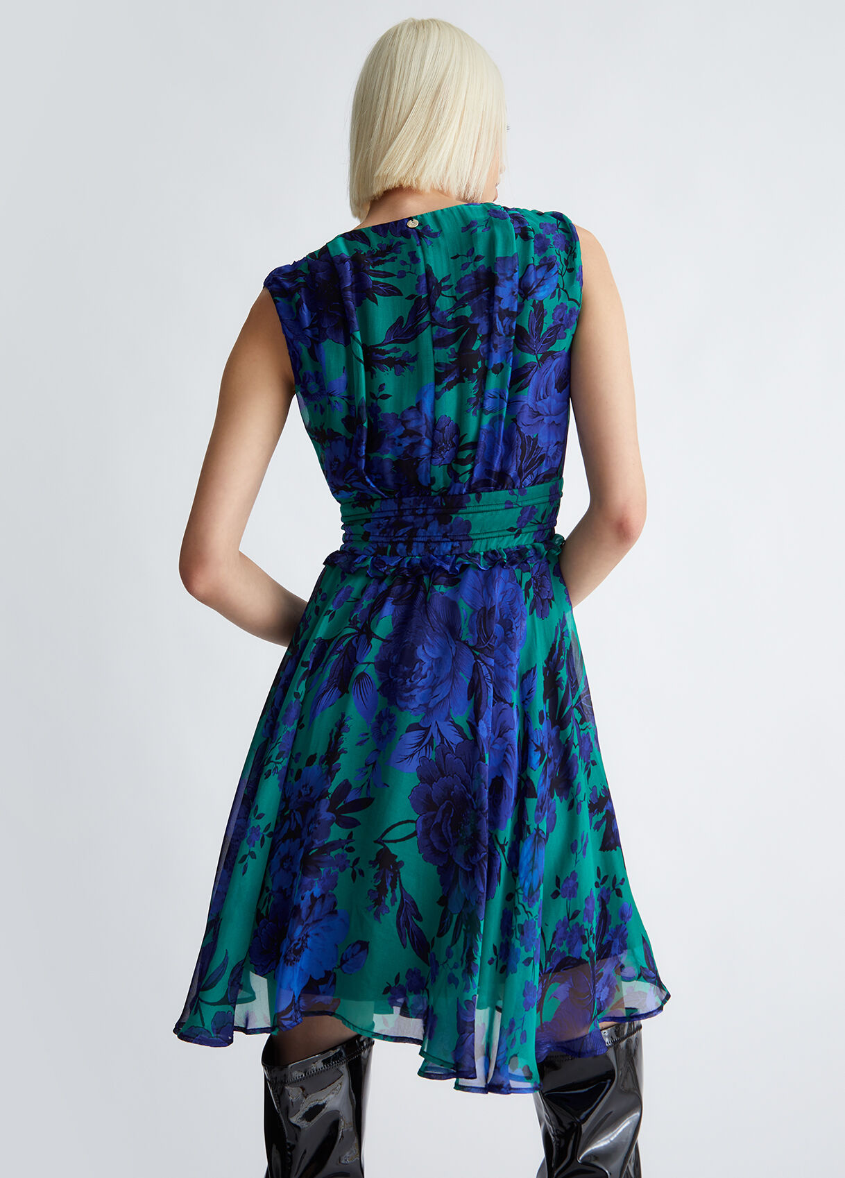Silk blend floral dress