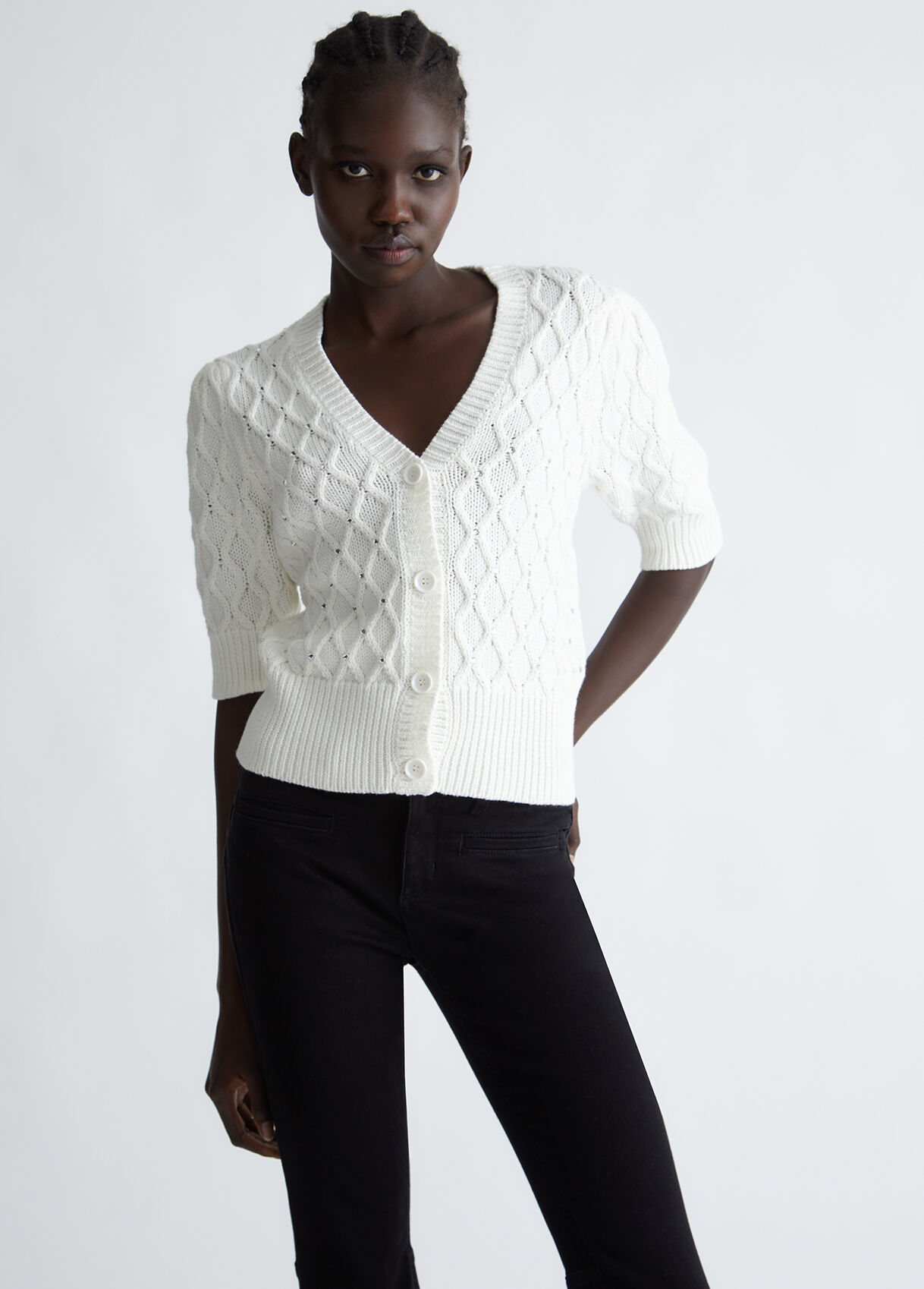 Cardigan with gemstones