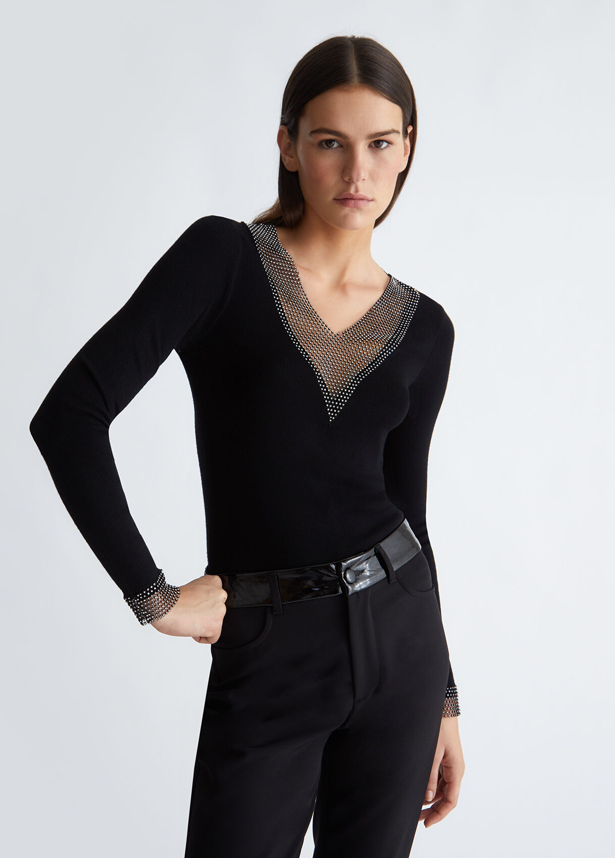 Eco-friendly jumper with rhinestones