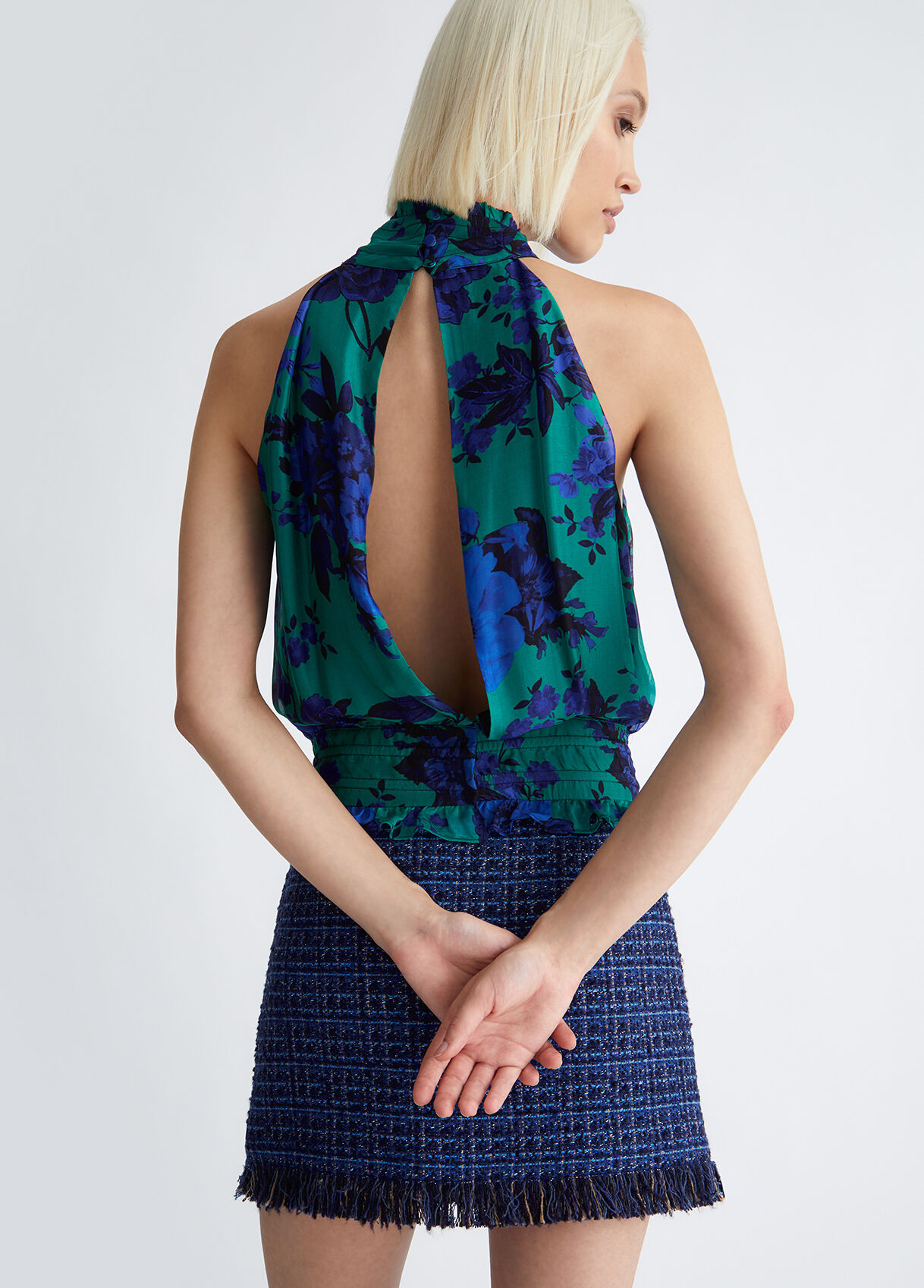 Silk blend floral top