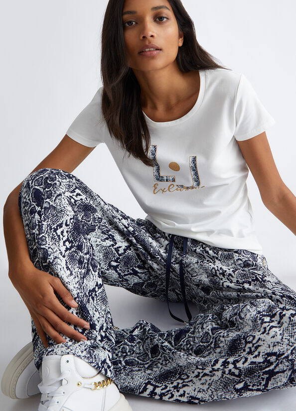 T-shirt con logo pitonato