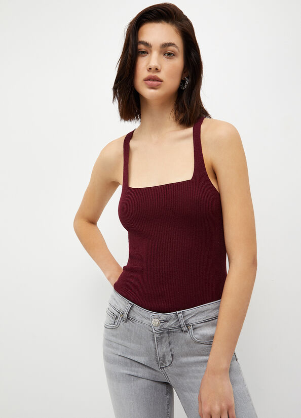 Top rosso ecosostenibile in maglia