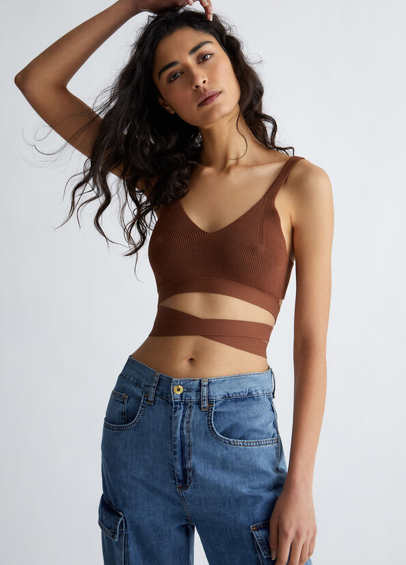 Bralette in maglia con fiocco