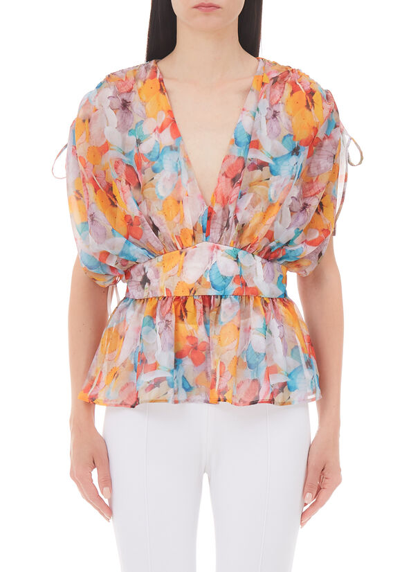Top in chiffon stampato