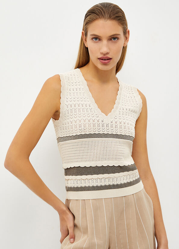 Gilet beige in maglia