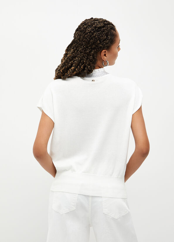 Maglia bianca con strass