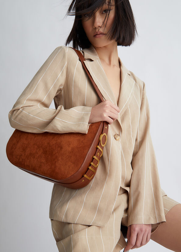 Borsa a spalla effetto suede