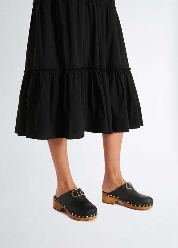 Sabot in pelle con logo