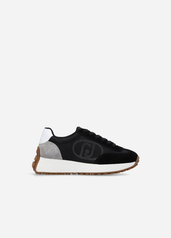 Sneakers nere in suede e nylon
