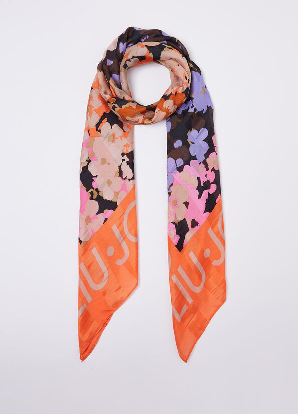 Foulard floreale con logo