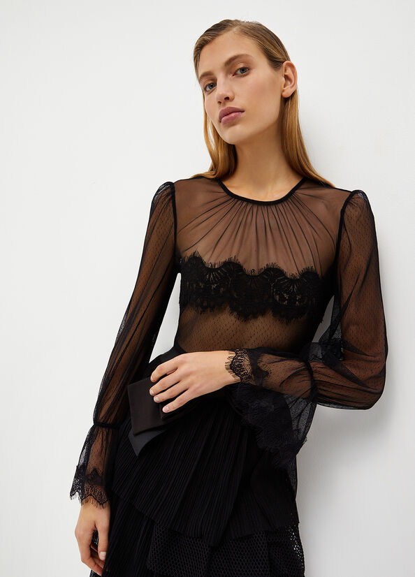 Top in tulle plumetis