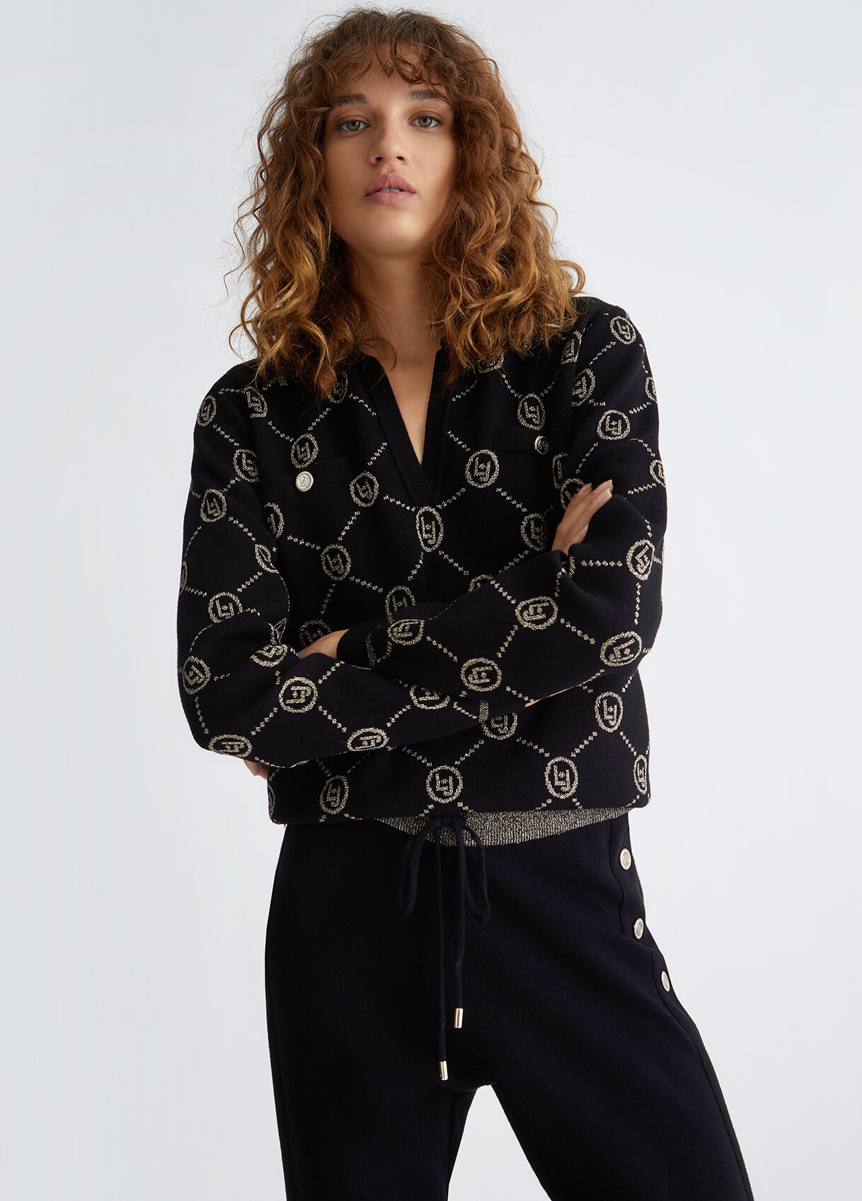 Jumper with lurex® logo