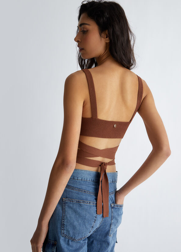 Bralette in maglia con fiocco