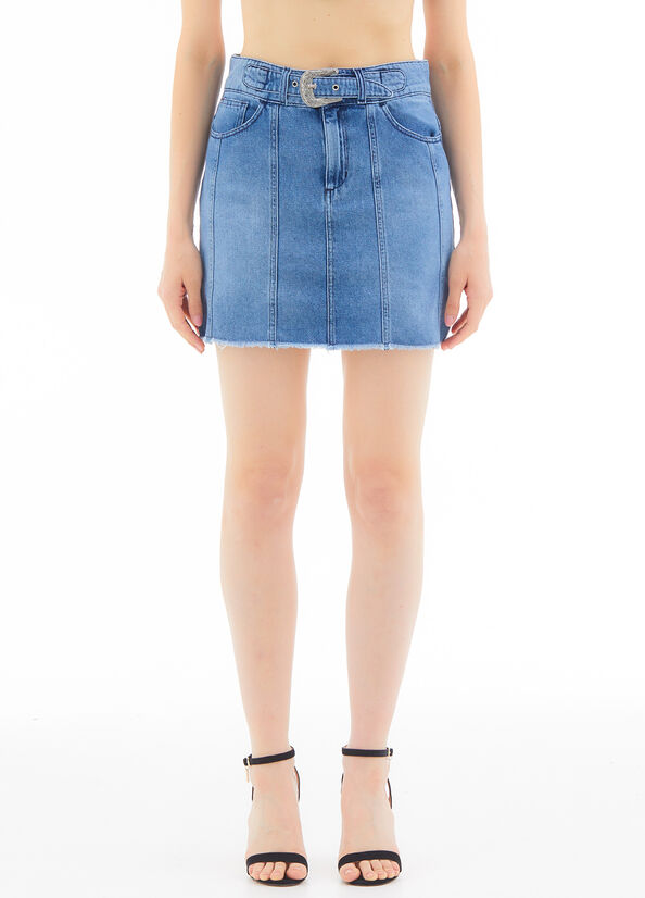 Minigonna vita alta in denim