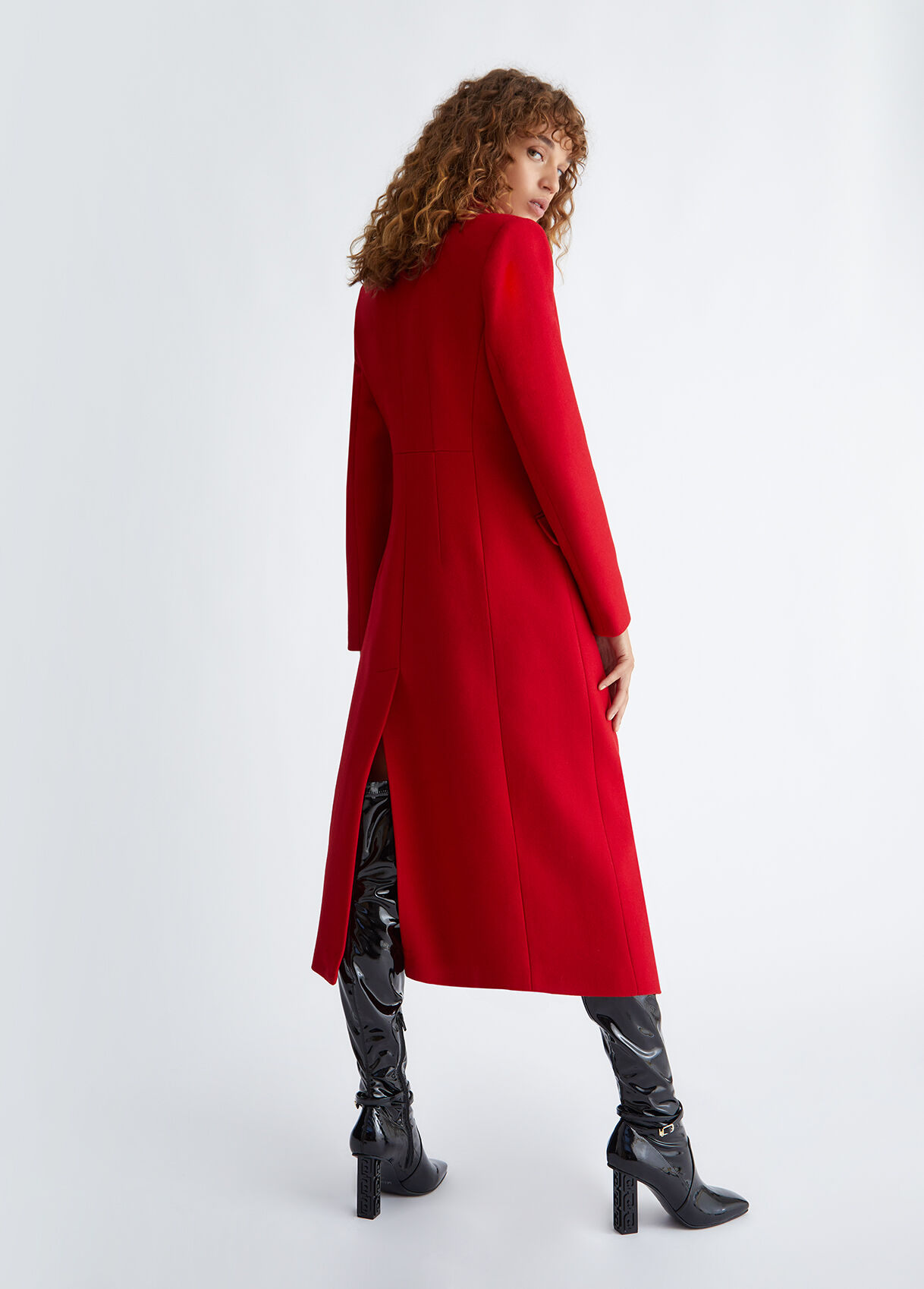 Red wool blend coat