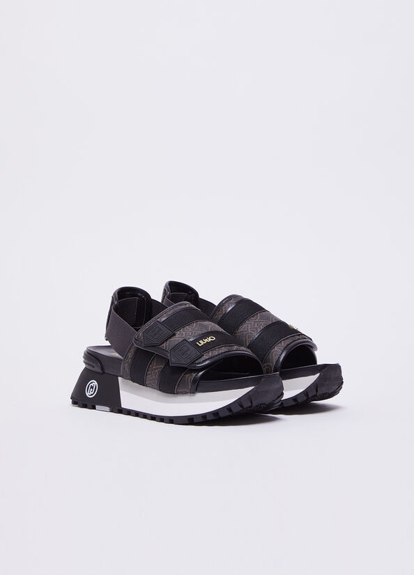 Sandali platform con stampa monogram