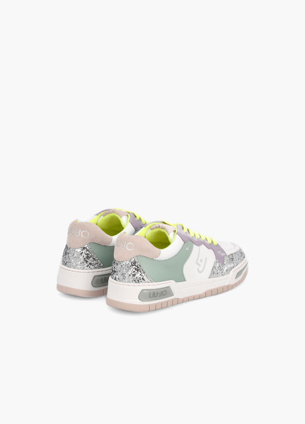 Sneakers in pelle con glitter