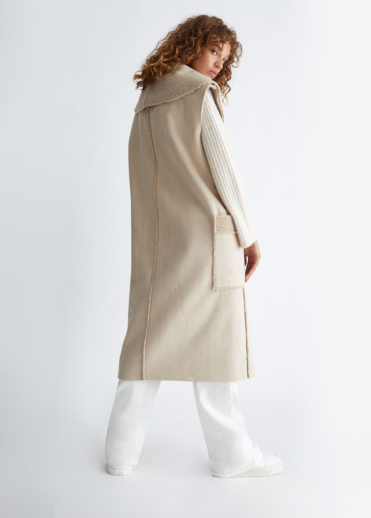 Dove grey faux shearling gilet
