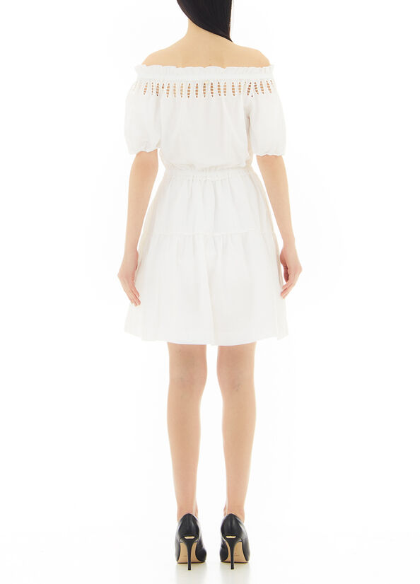 Vestito corto con scollo bardot