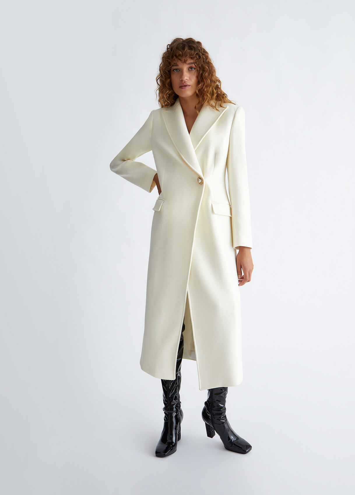 White wool blend coat