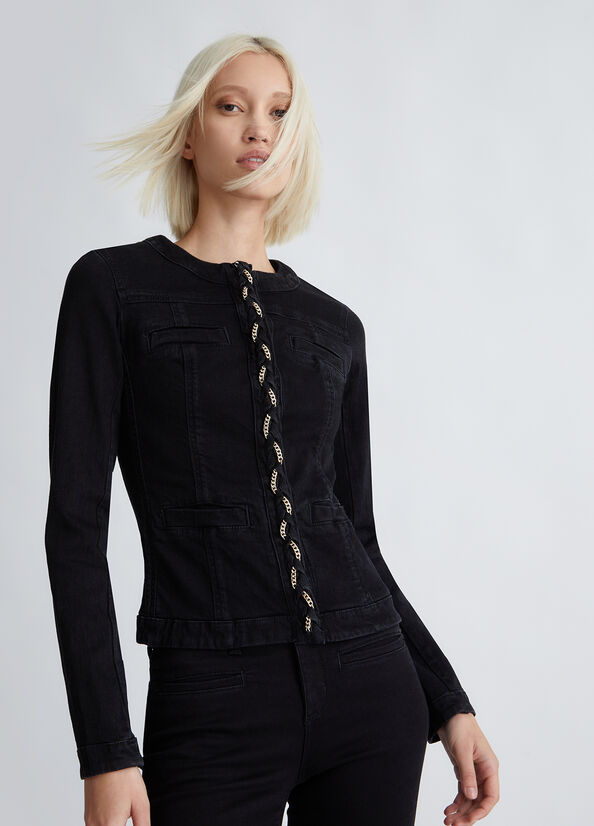 Giacca jeans con dettagli gioiello
