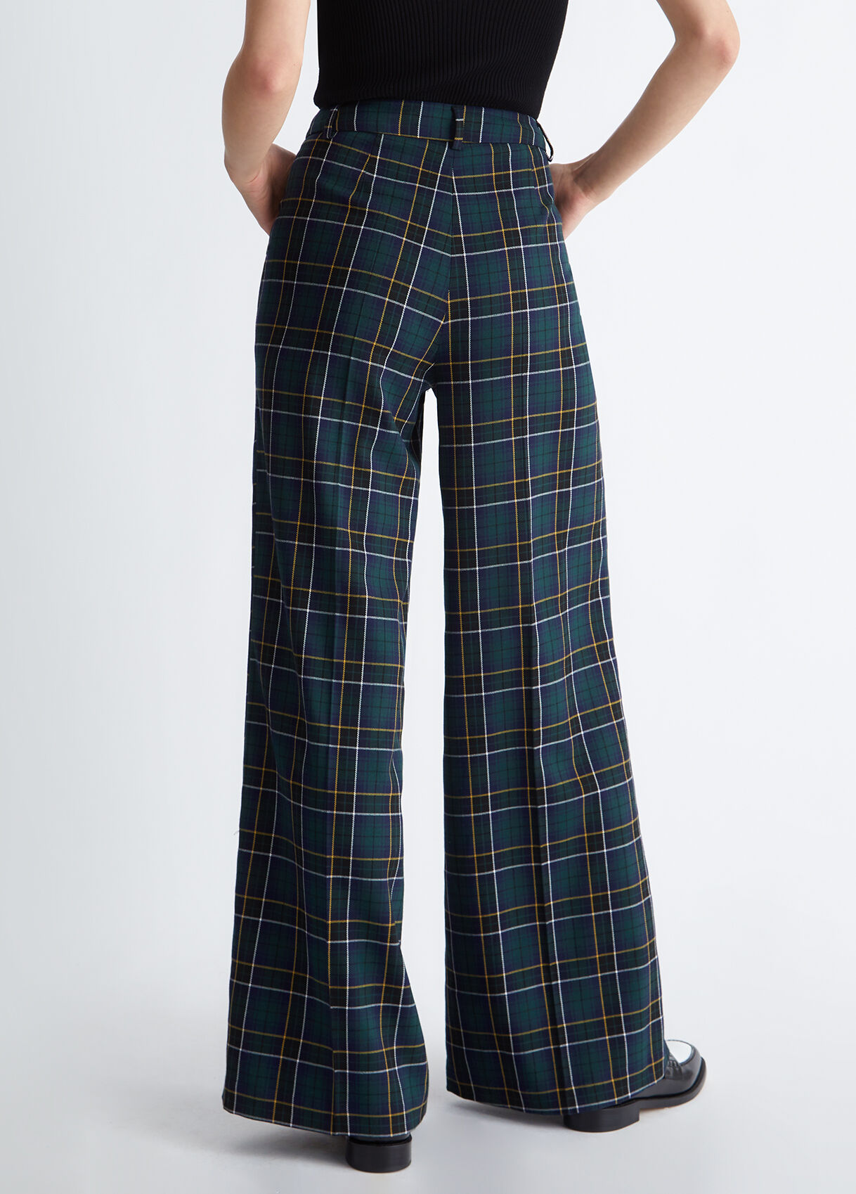Check palazzo trousers